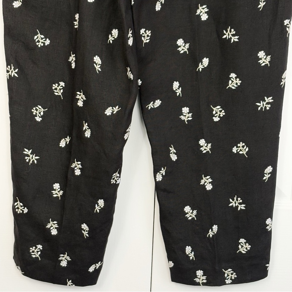 Vintage Talbots Black Floral Embroidered Linen High-Rise Crop Pants 12 - Picture 16 of 16